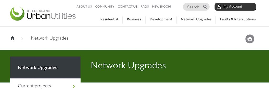 Urban Utilities website screenshot