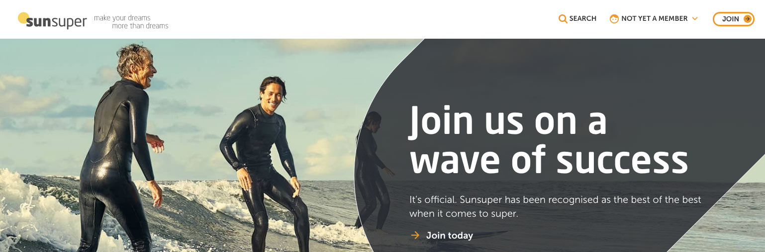 Sunsuper website screenshot